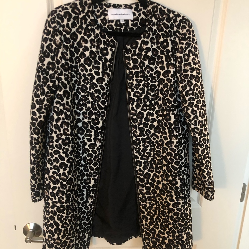 Cupcakes and Cashmere leopard print overcoat.